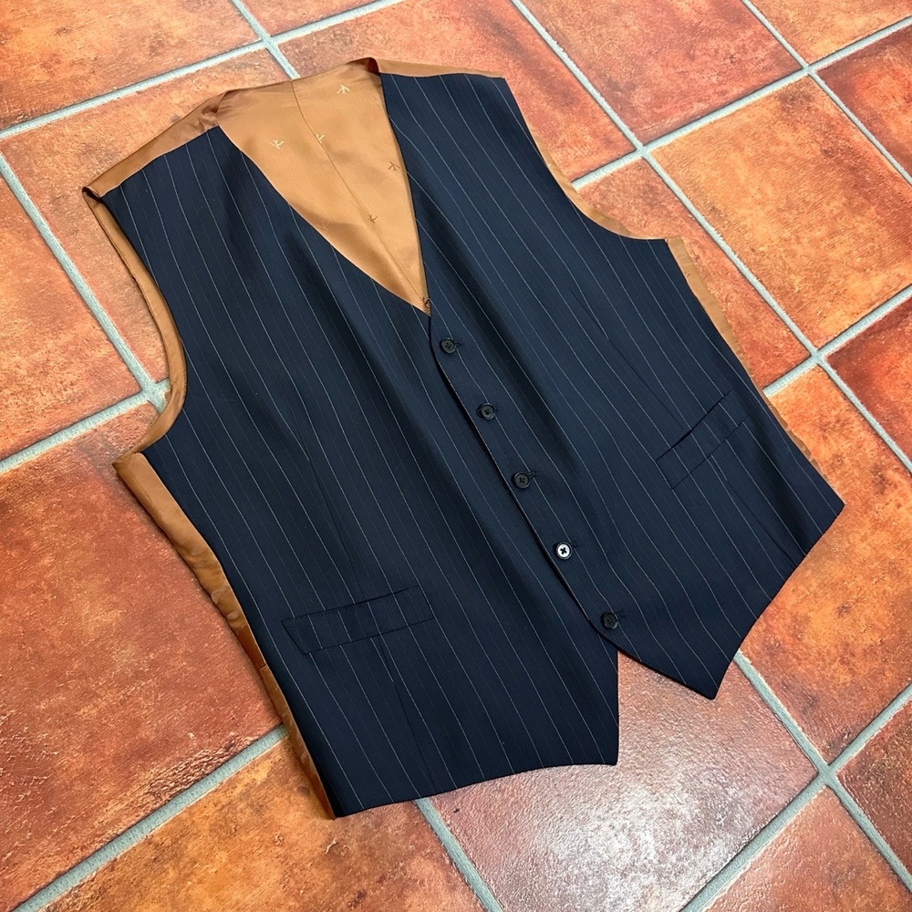 Isaia 3XL Virgin Wool Pinstripe Vest